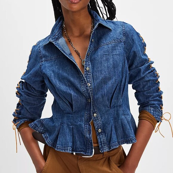 NEW Lala Lace Button Down denim for women - Picture 1 of 5